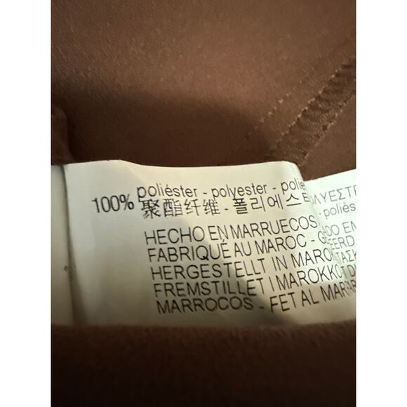 Zara Brown Sleeveless Pleated Cami Camisole Tank Slit Sheath Midi Dress Size M - Picture 5 of 5